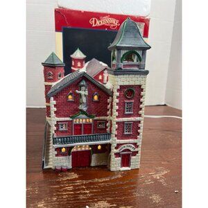 Vintage Lemax Dickensvale Porcelain Lighted Firehouse Collectible Christmas Vill